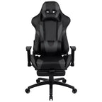 Fauteuil de jeu ergonomique Racing avec dossier inclinable et repose-pieds en similicuir rouge