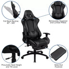 Fauteuil de jeu ergonomique Racing avec dossier inclinable et repose-pieds en similicuir rouge