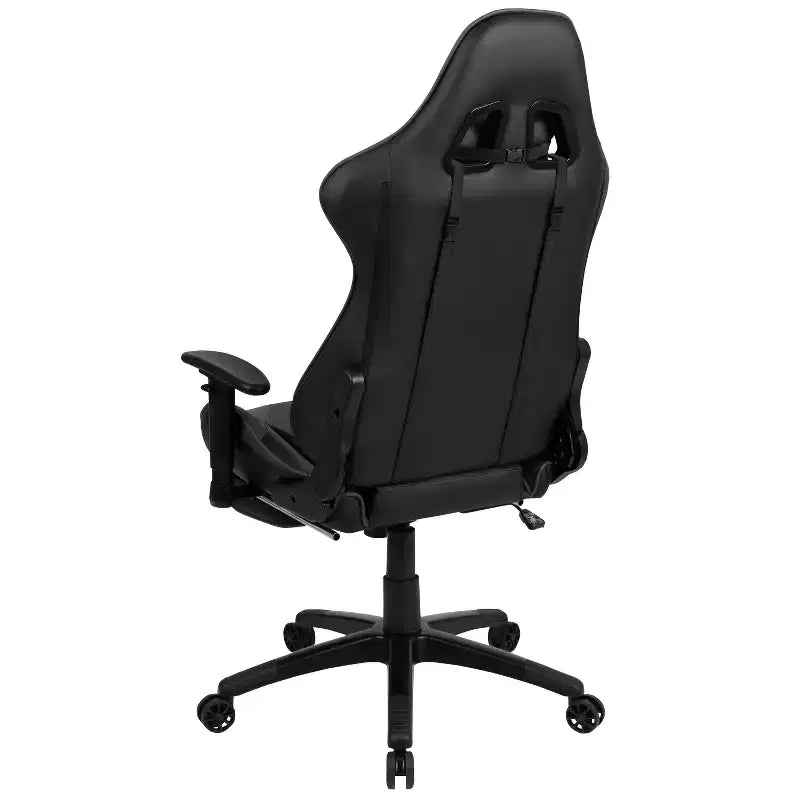 Fauteuil de jeu ergonomique Racing avec dossier inclinable et repose-pieds en similicuir rouge
