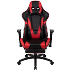 Fauteuil de jeu ergonomique Racing avec dossier inclinable et repose-pieds en similicuir rouge
