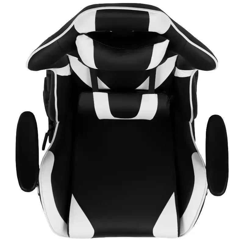 Fauteuil de jeu ergonomique Racing avec dossier inclinable et repose-pieds en similicuir rouge