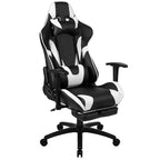 Fauteuil de jeu ergonomique Racing avec dossier inclinable et repose-pieds en similicuir rouge