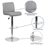 Tabouret de bar pivotant à roulettes, réglable en hauteur, avec base chromée