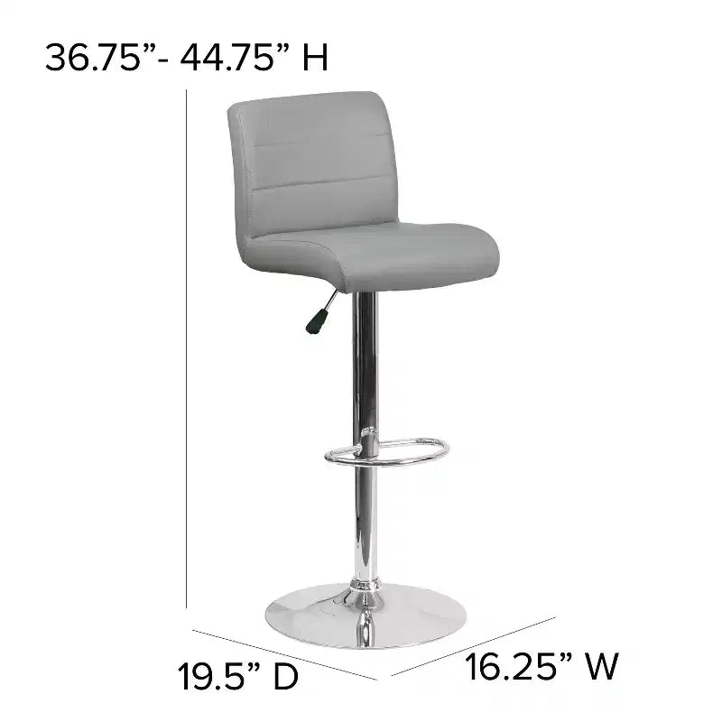 Tabouret de bar pivotant à roulettes, réglable en hauteur, avec base chromée