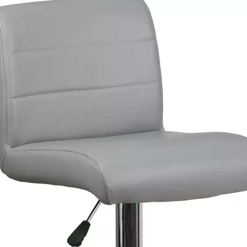 Tabouret de bar pivotant à roulettes, réglable en hauteur, avec base chromée