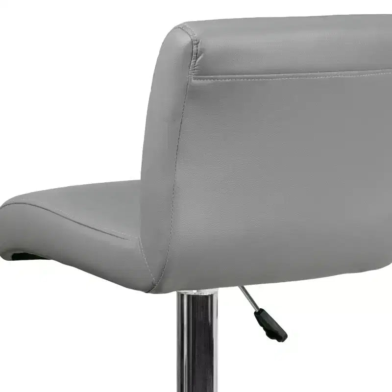 Tabouret de bar pivotant à roulettes, réglable en hauteur, avec base chromée