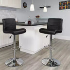 Tabouret de bar pivotant à roulettes, réglable en hauteur, avec base chromée