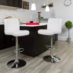 Tabouret de bar pivotant à roulettes, réglable en hauteur, avec base chromée