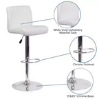 Tabouret de bar pivotant à roulettes, réglable en hauteur, avec base chromée