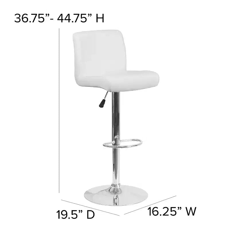 Tabouret de bar pivotant à roulettes, réglable en hauteur, avec base chromée