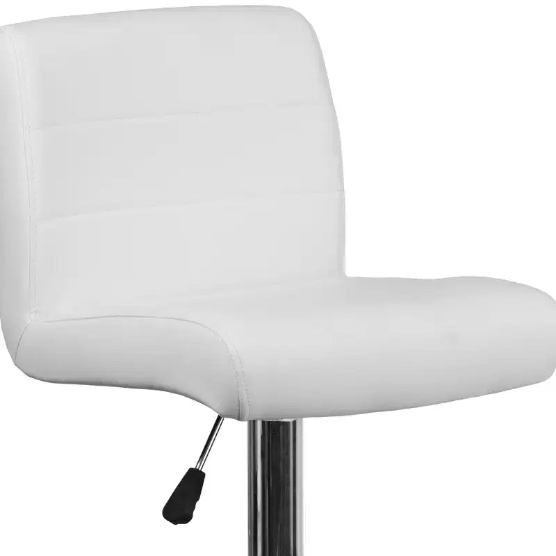 Tabouret de bar pivotant à roulettes, réglable en hauteur, avec base chromée