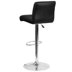 Tabouret de bar pivotant à roulettes, réglable en hauteur, avec base chromée