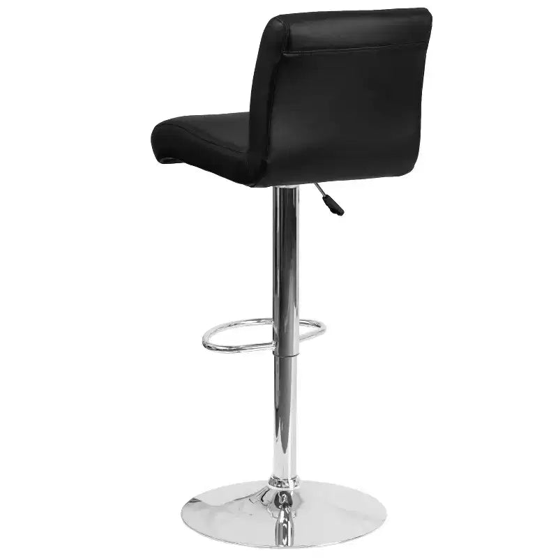 Tabouret de bar pivotant à roulettes, réglable en hauteur, avec base chromée