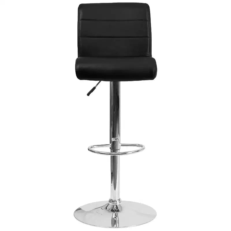Tabouret de bar pivotant à roulettes, réglable en hauteur, avec base chromée