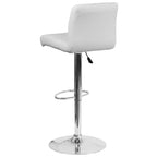 Tabouret de bar pivotant à roulettes, réglable en hauteur, avec base chromée