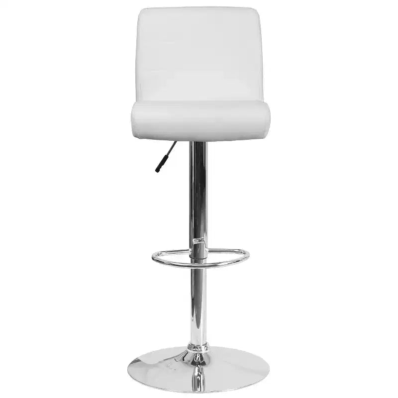 Tabouret de bar pivotant à roulettes, réglable en hauteur, avec base chromée