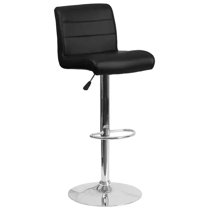 Tabouret de bar pivotant à roulettes, réglable en hauteur, avec base chromée