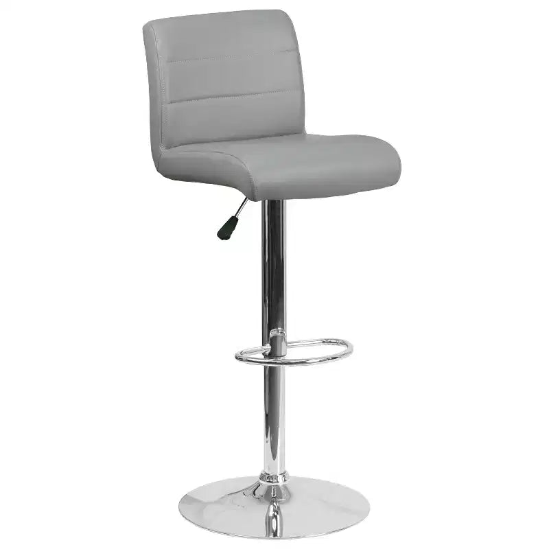 Tabouret de bar pivotant à roulettes, réglable en hauteur, avec base chromée