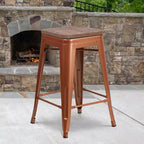 Tabouret de comptoir sans dossier de 24 po avec assise en bois