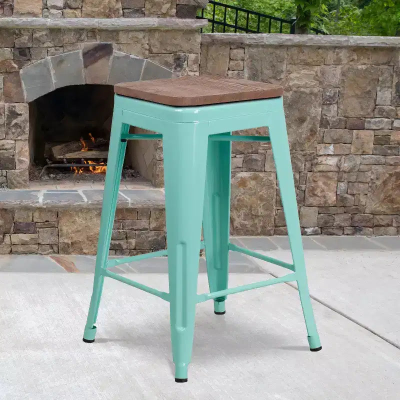 Tabouret de comptoir sans dossier de 24 po avec assise en bois