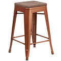 Tabouret de comptoir sans dossier de 24 po avec assise en bois