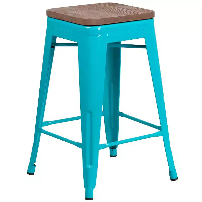 Tabouret de comptoir sans dossier de 24 po avec assise en bois