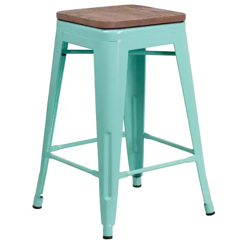 Tabouret de comptoir sans dossier de 24 po avec assise en bois
