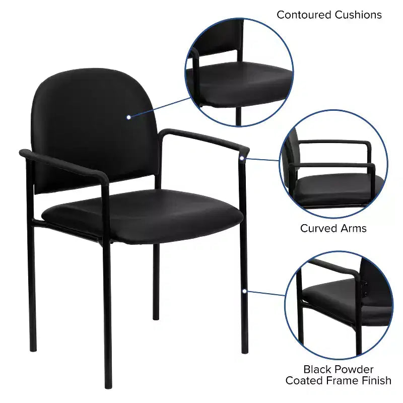 Chaise de réception latérale empilable en acier avec accoudoirs, modèle Confort