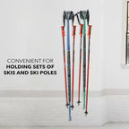 Range-chaussures de ski mural, peut contenir 2 paires de skis et bâtons ou un snowboard, 2 crochets