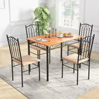Costway 5 PCS Dining Set Wood Metal 30 Table & 4 Chairs Upholstered Kitchen Breakfast Furniture