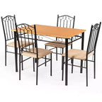 Ensemble de salle à manger 5 pièces en bois et métal, table de 76 cm et 4 chaises rembourrées, meubles de cuisine pour petit-déjeuner