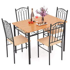 Ensemble de salle à manger 5 pièces en bois et métal, table de 76 cm et 4 chaises rembourrées, meubles de cuisine pour petit-déjeuner