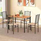 Ensemble de salle à manger 5 pièces en bois et métal, table de 76 cm et 4 chaises rembourrées, meubles de cuisine pour petit-déjeuner