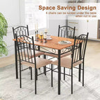 Ensemble de salle à manger 5 pièces en bois et métal, table de 76 cm et 4 chaises rembourrées, meubles de cuisine pour petit-déjeuner