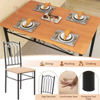 Ensemble de salle à manger 5 pièces en bois et métal, table de 76 cm et 4 chaises rembourrées, meubles de cuisine pour petit-déjeuner