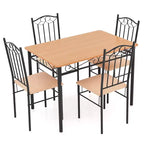 Ensemble de salle à manger 5 pièces en bois et métal, table de 76 cm et 4 chaises rembourrées, meubles de cuisine pour petit-déjeuner