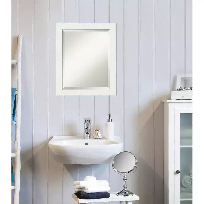 Miroir Mural de Salle de Bain Encadré Blanc pour Coiffeuse