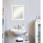 Miroir Mural de Salle de Bain Encadré Blanc pour Coiffeuse