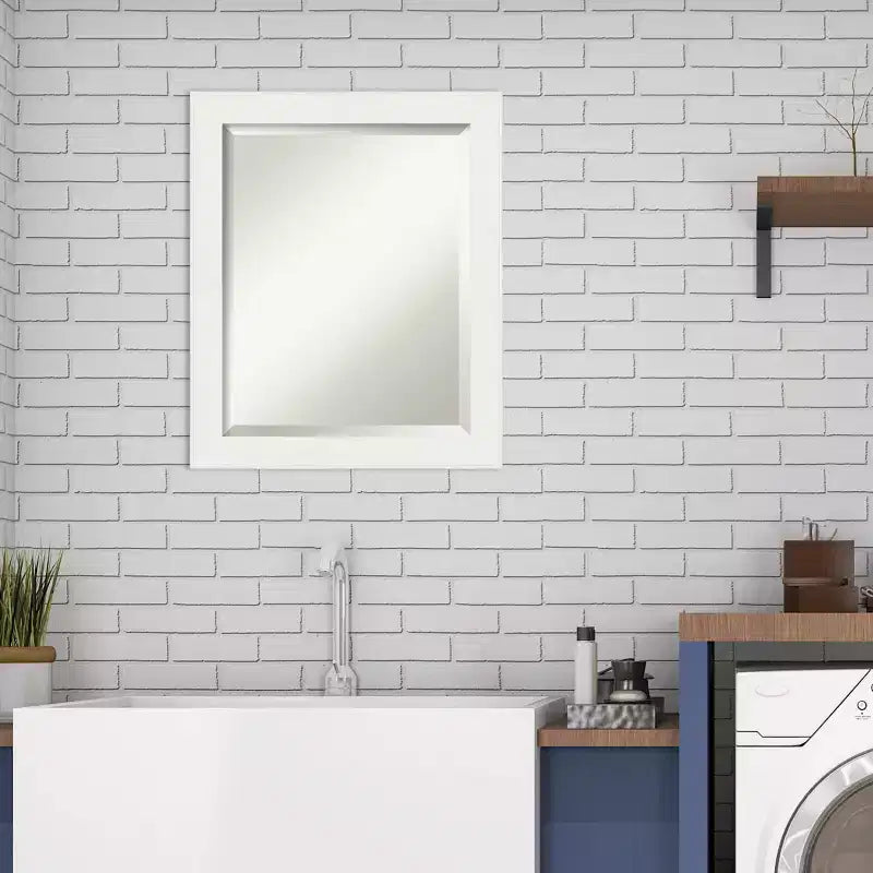 Miroir Mural de Salle de Bain Encadré Blanc pour Coiffeuse
