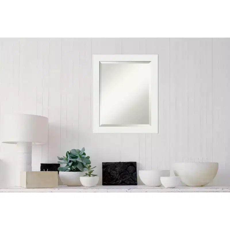 Miroir Mural de Salle de Bain Encadré Blanc pour Coiffeuse