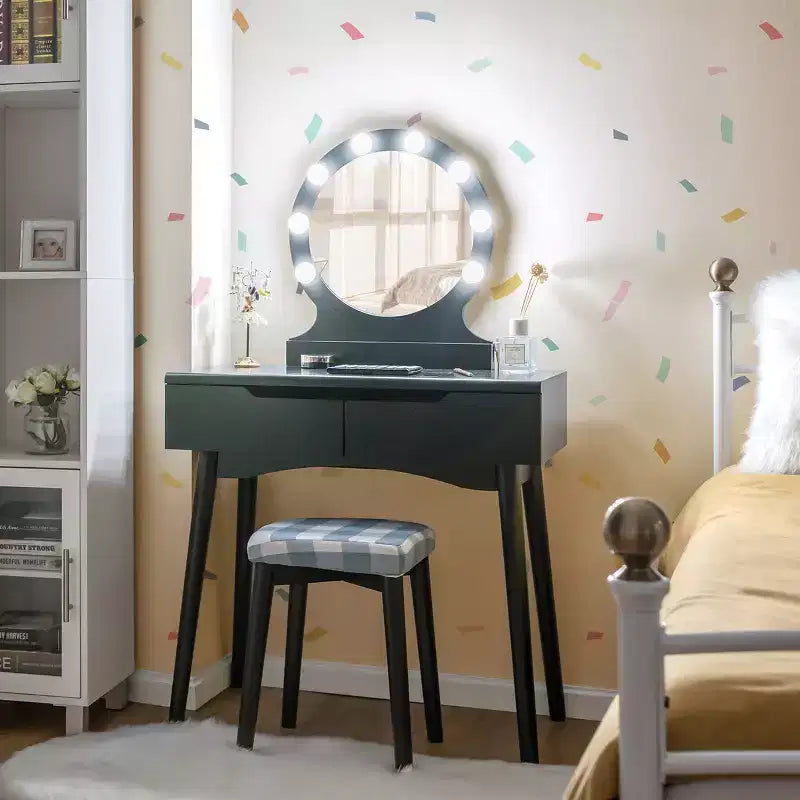 Miroir de courtoisie avec 8 ampoules dimmables, éclairage Noir Blanc Naturel