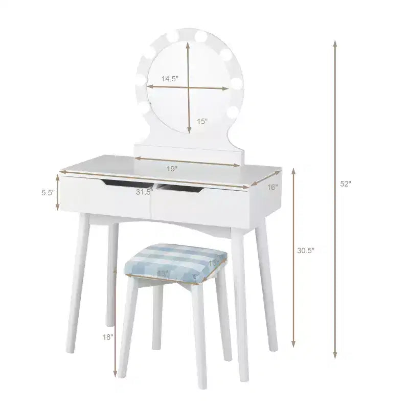 Miroir de courtoisie avec 8 ampoules dimmables, éclairage Noir Blanc Naturel