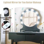 Miroir de courtoisie avec 8 ampoules dimmables, éclairage Noir Blanc Naturel