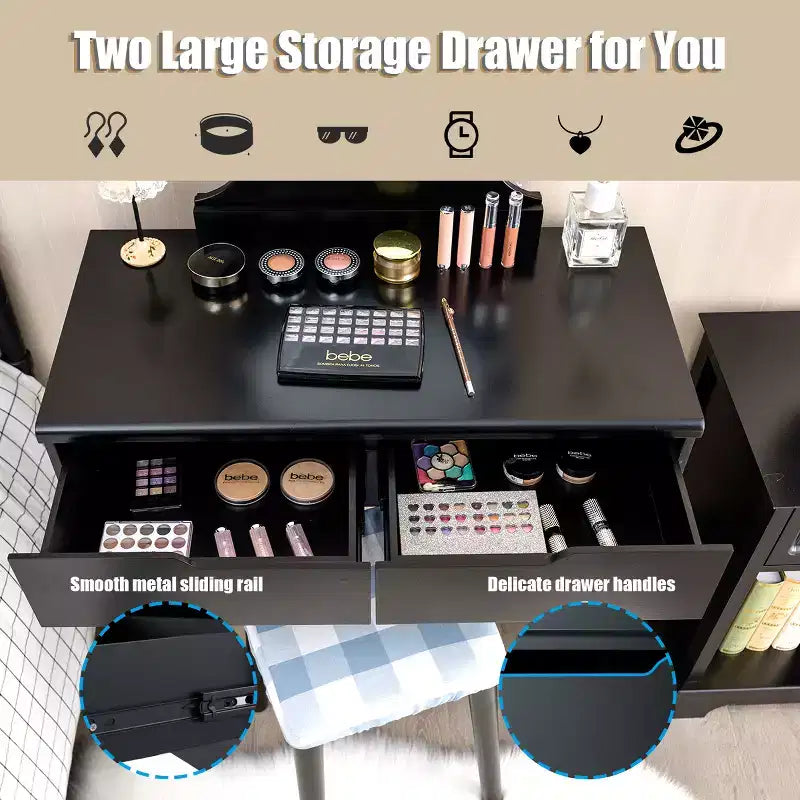 Miroir de courtoisie avec 8 ampoules dimmables, éclairage Noir Blanc Naturel