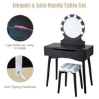 Miroir de courtoisie avec 8 ampoules dimmables, éclairage Noir Blanc Naturel
