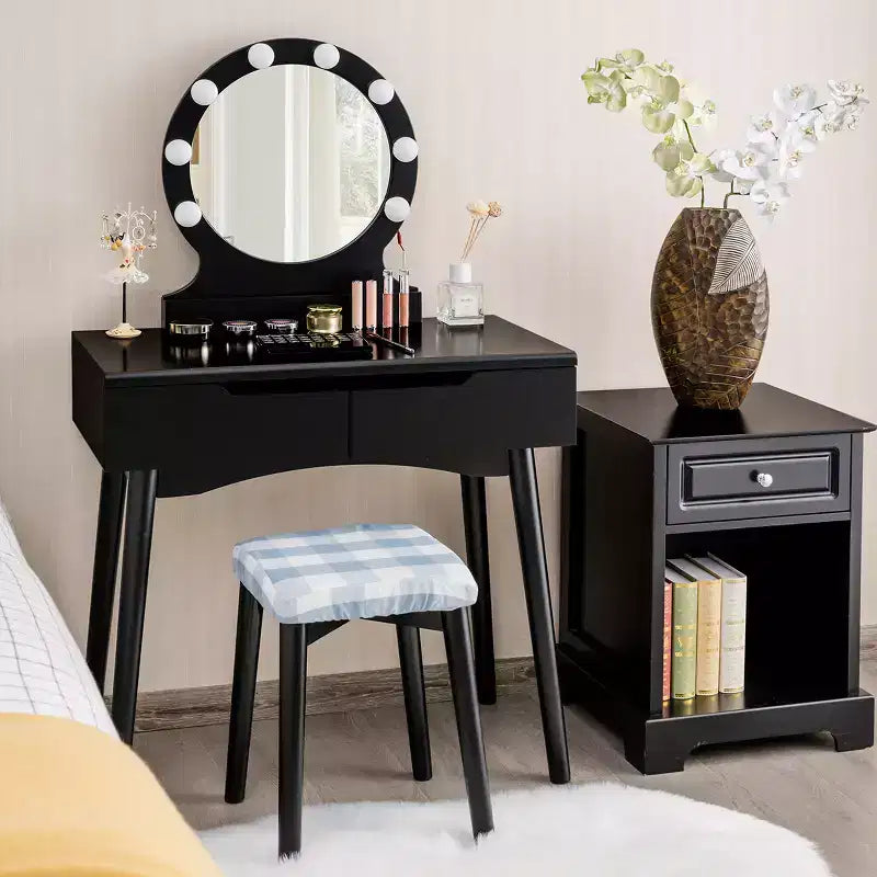 Miroir de courtoisie avec 8 ampoules dimmables, éclairage Noir Blanc Naturel