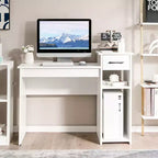 Costway Computer Desk PC Laptop Table w/ Drawer and Shelf Home Office Furniture White