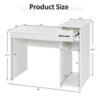 Bureau informatique avec tiroir et étagère, meuble de bureau à domicile blanc
