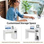 Bureau informatique avec tiroir et étagère, meuble de bureau à domicile blanc