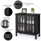Meuble buffet de rangement avec portes vitrées, table console, desserte